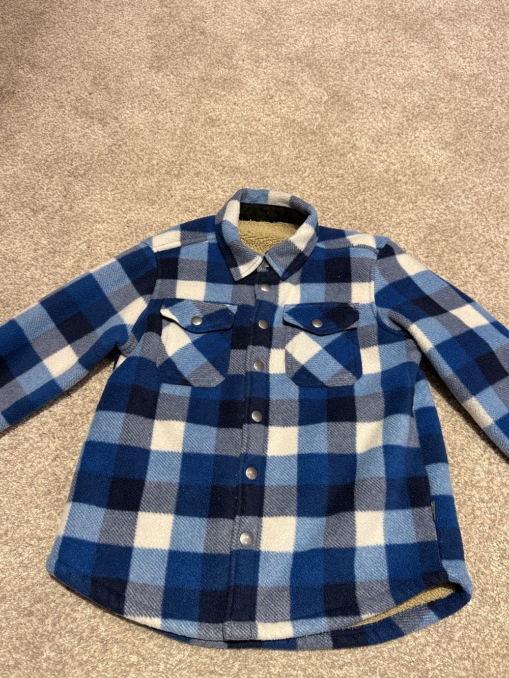 Kids Blue Plaid Fleece Shacket